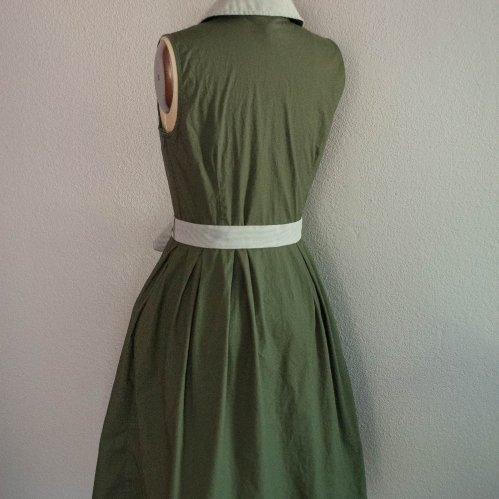 Jones & Co Sleeveless Olive Shirt Dress - Picture 5 of 5